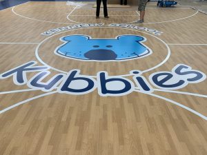 Gym vinyl floor graphics custom installation